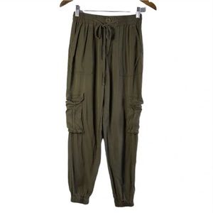 Ardene High Waist Soft Cropped Crop Ankle Cargo Pants Bottoms Joggers Green